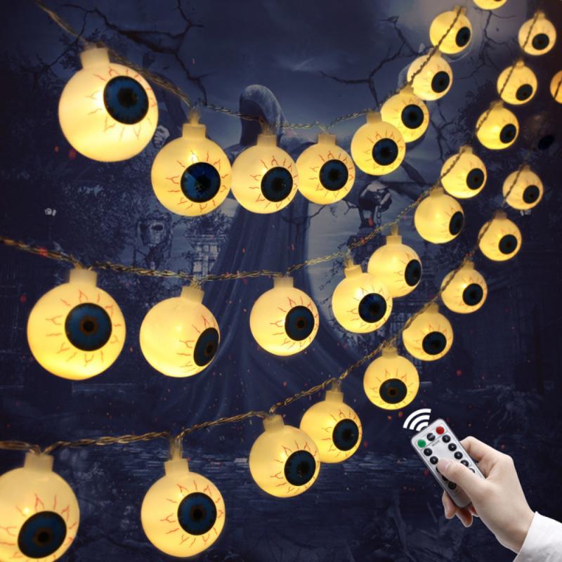 Halloween LED Eyeball Light String 10 Pcs LED Ghost Eye Light Warm Cold