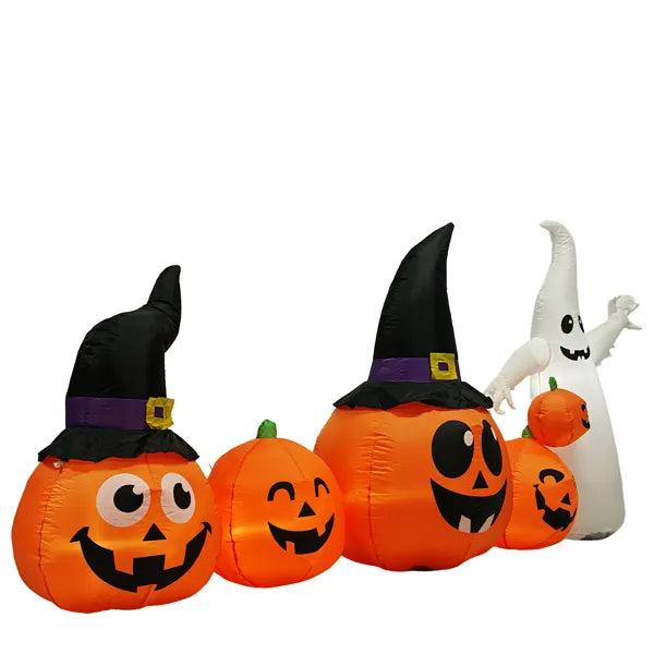 8FT Long Halloween Inflatables Pumpkins Ghost Outdoor Decorations, Blow Up Yard
