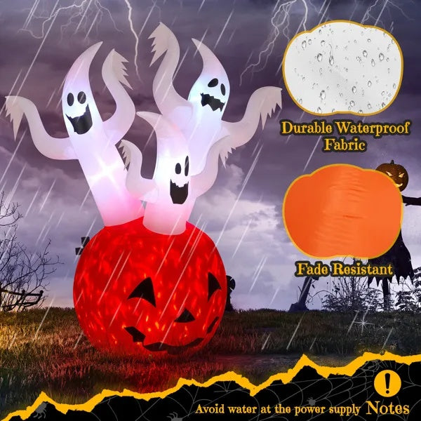 5.9 FT Halloween Inflatable Pumpkin Ghost Outdoor Decorations, Scary Blow Up