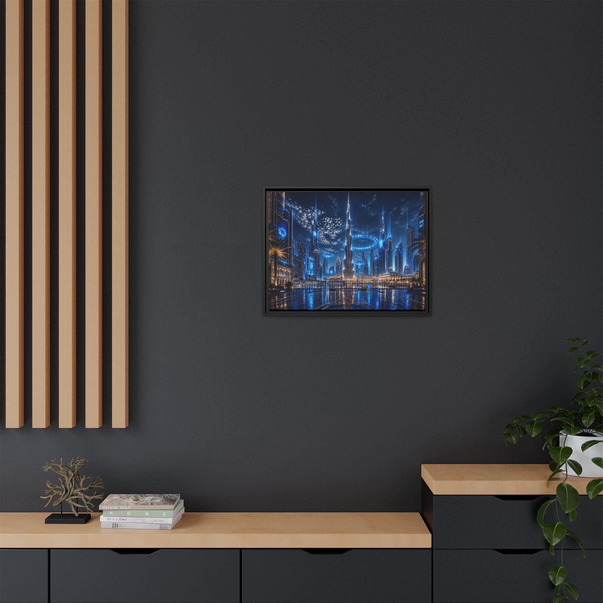 Dubai Night Skyline Canvas Wall Art Print Ready to Hang