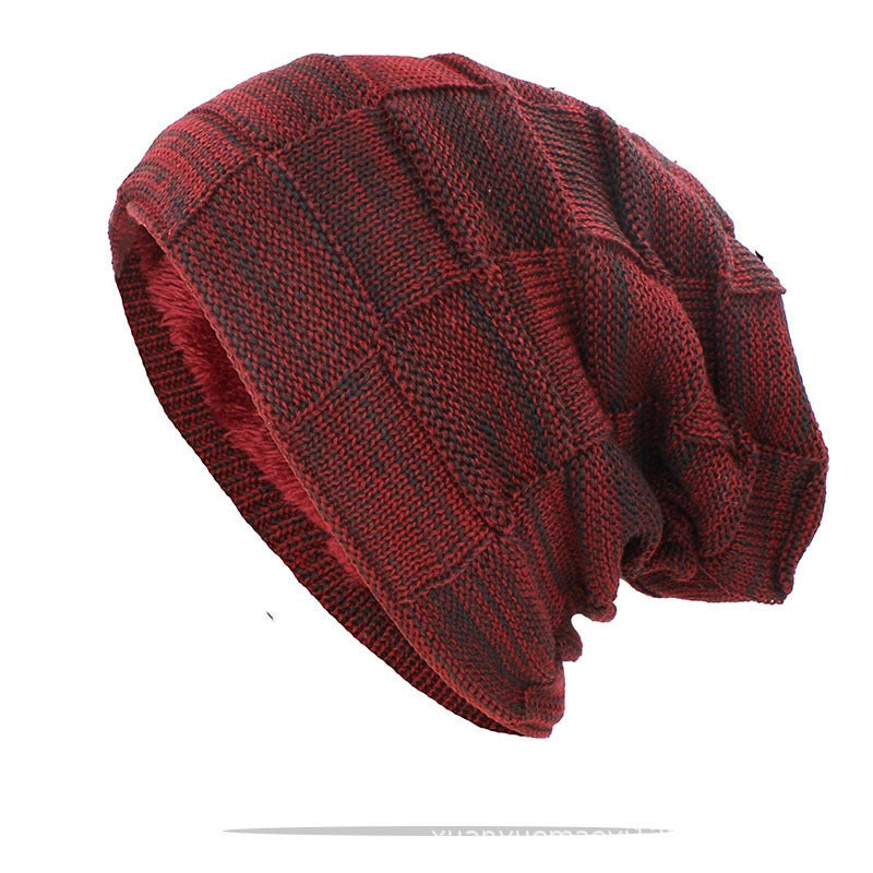 Plush pullover hat unisex ear protection knitted pile up hat for men and women