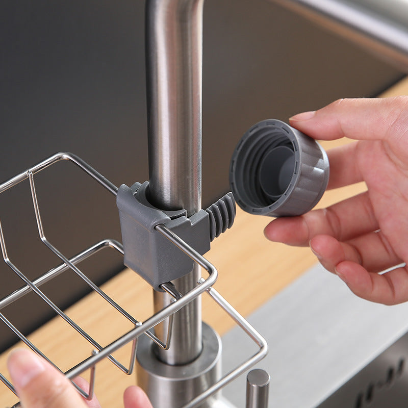 Kitchen Storage Stainless Steel Faucet Rack Hanging Basket Sponge Drain Rack Sink Storage Rack Rag Rack