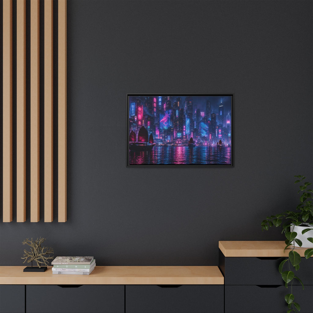 Hong Kong Harbor Night Canvas Wall Art Print Ready to Hang