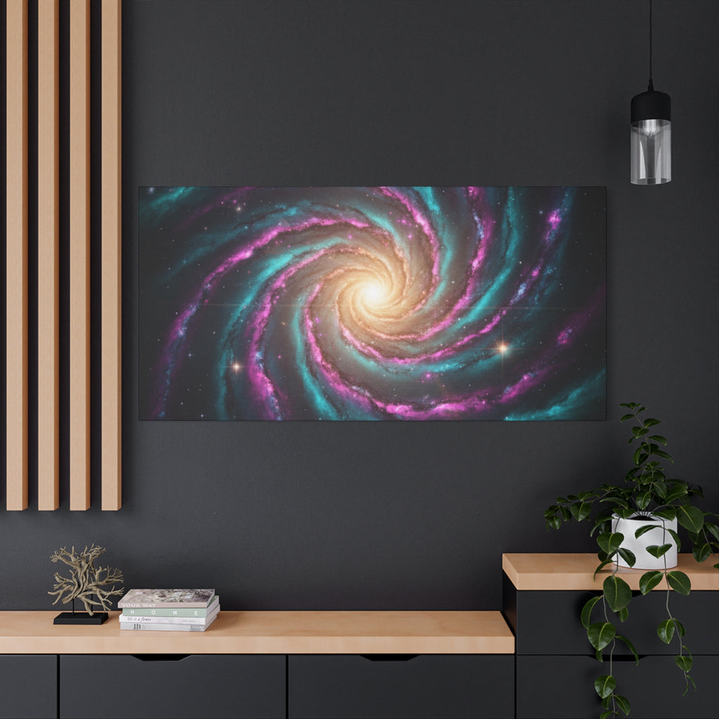 Spiral Galaxy Matte Canvas Wall Art — Vibrant Cosmic Nebula Print