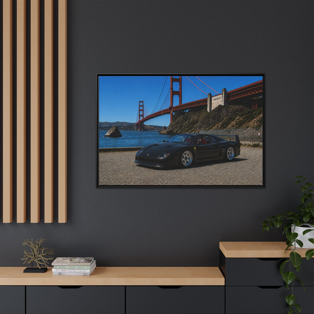 Ferrari F40 1987 At Golden Gate — Stunning Framed Matte Canvas Wall Art