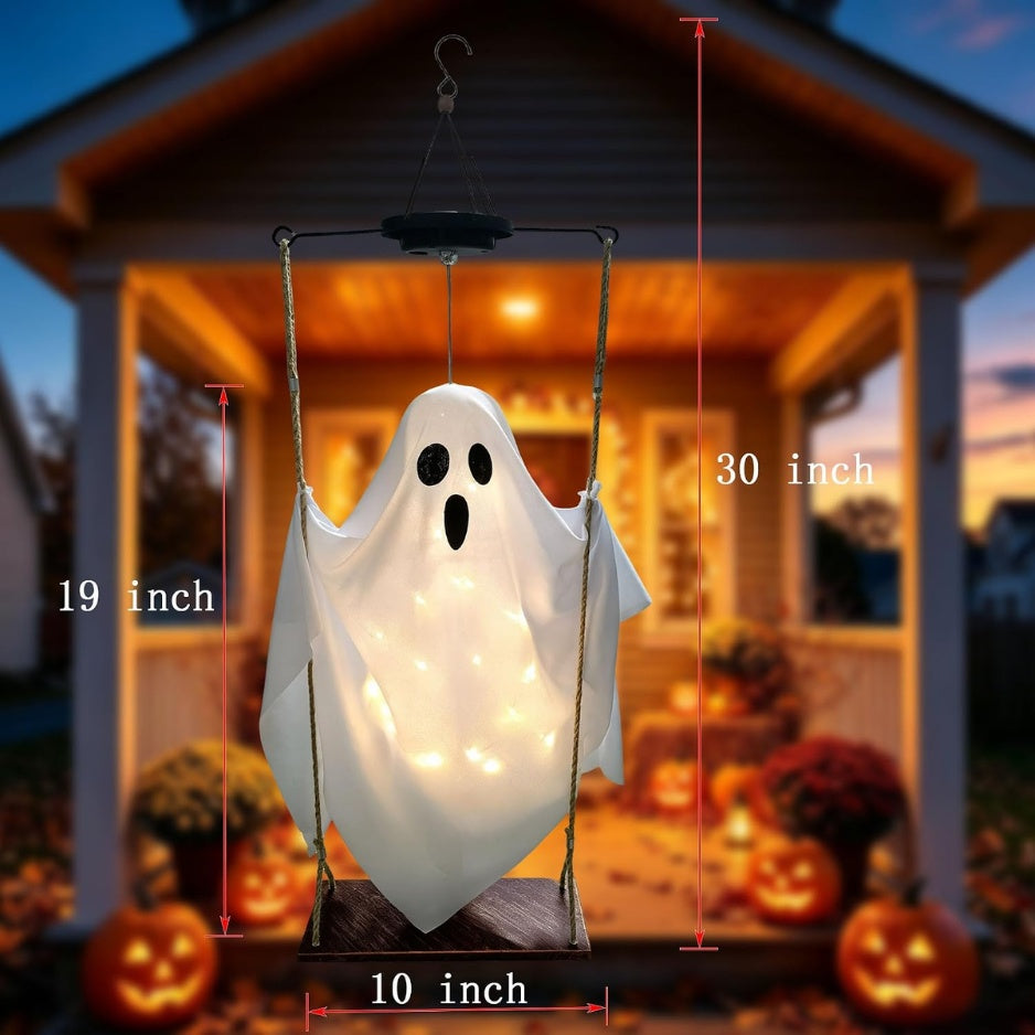 Halloween Decorations Outdoor Solar Hanging Swing Ghost Halloween Decor With