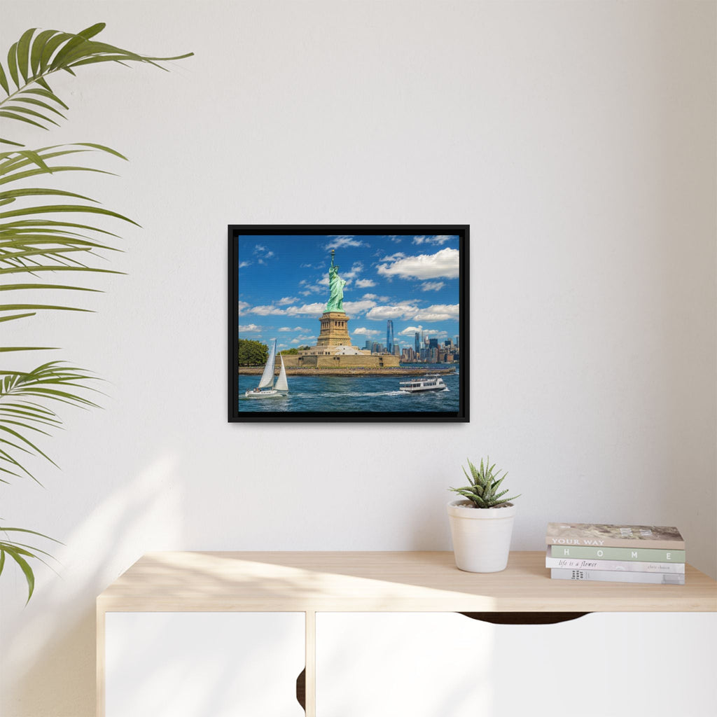 Statue of Liberty Matte Framed Canvas Print — New York City Landmark Wall Art