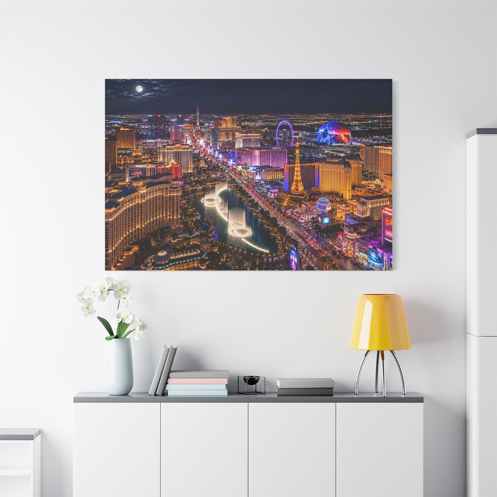Las Vegas Strip Nightscape Matte Canvas Print — Stunning Vibrant Art