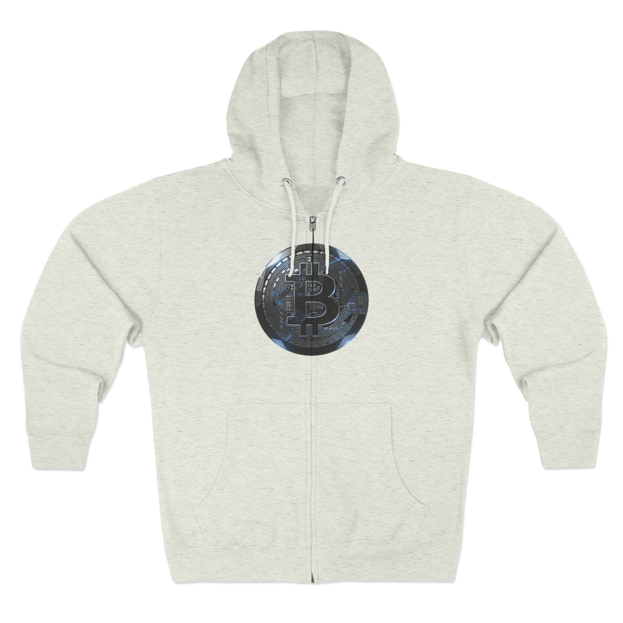Bitcoin Coin Zip Hoodie — Crypto Logo Zip-Up Hoodie for Bitcoin Enthusiasts