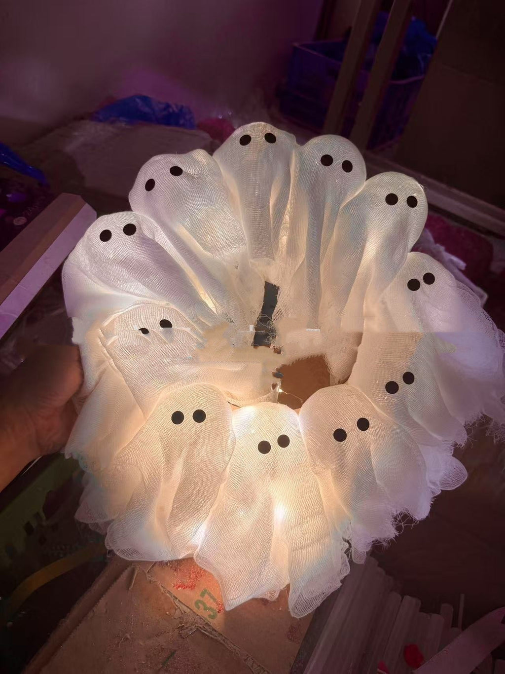 Halloween Decorations Ghost Wreath Cute Ghost Halloween Door Sign For Door
