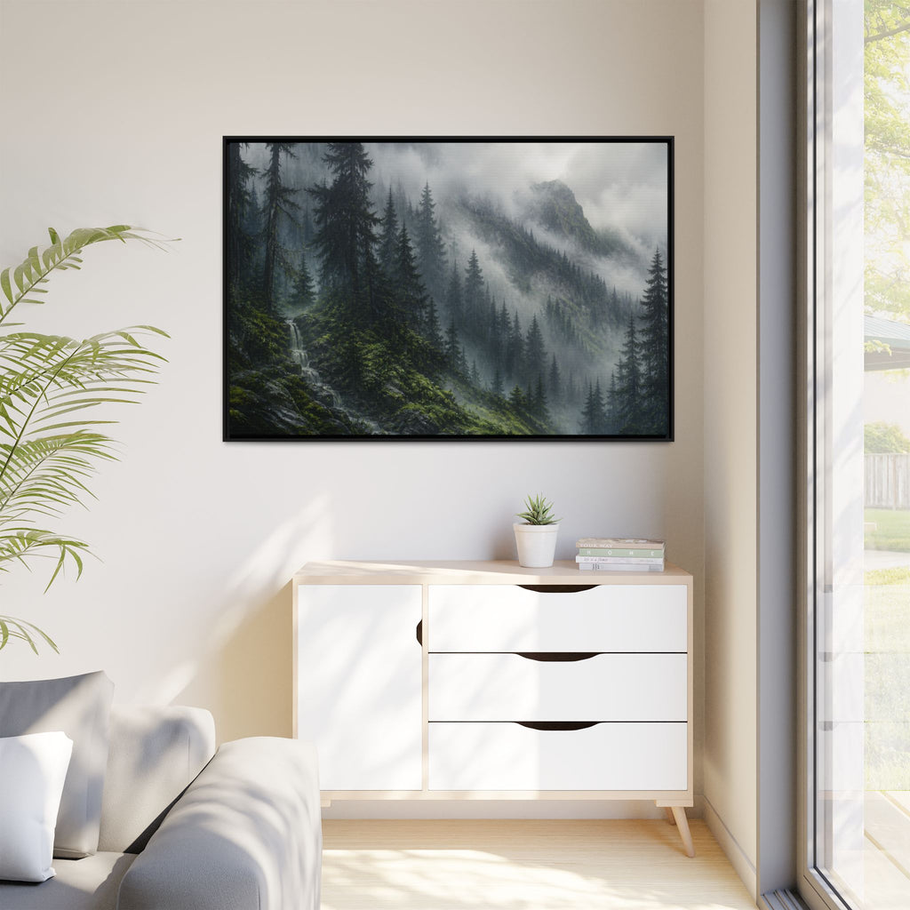 Cascades Fog Forest Canvas Wall Art Print Ready to Hang