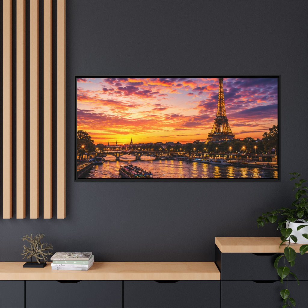 Paris Sunset Matte Canvas Wall Art - Framed - Stunning Picture