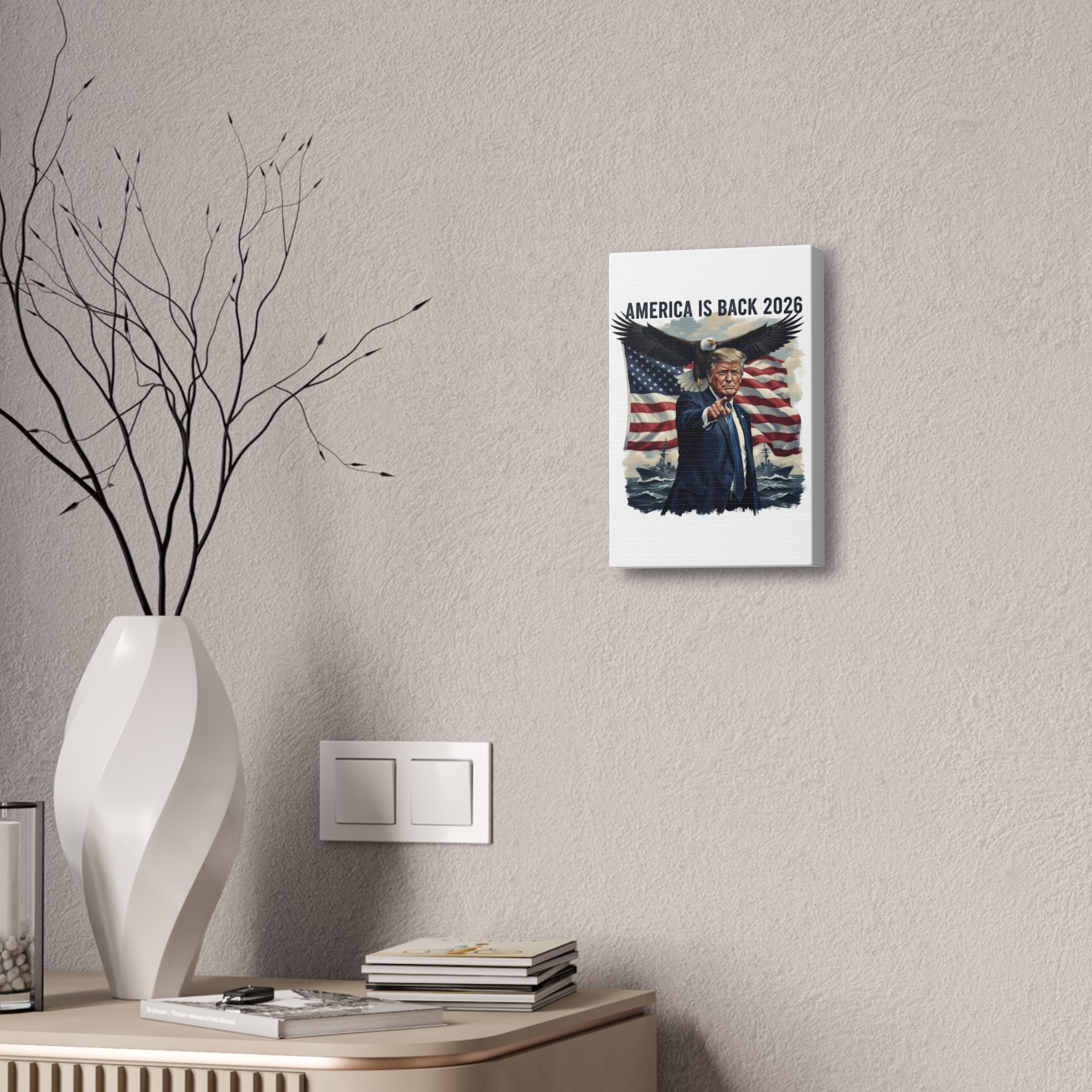 Patriotic 'America Is Back 2026' Canvas Wall Art