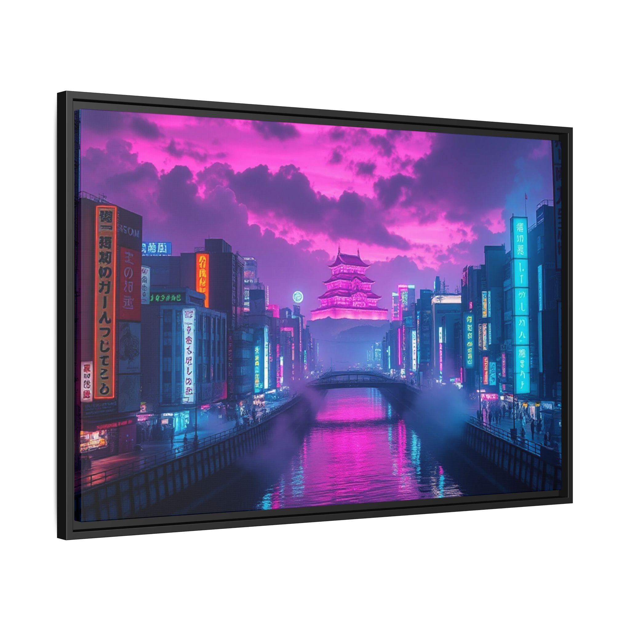 Osaka Neon Night Canvas Wall Art Print Ready to Hang