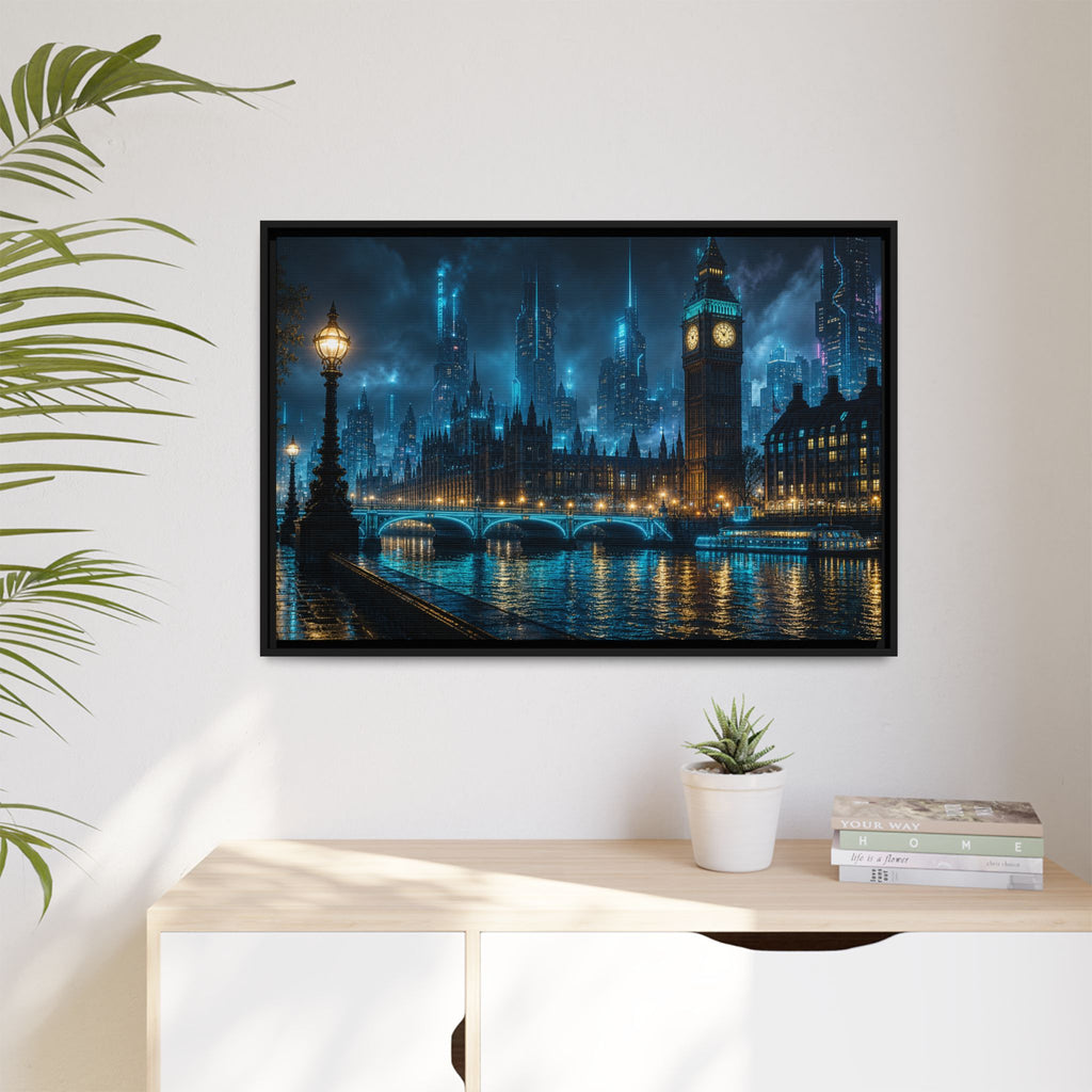 London Thames Night Canvas Wall Art Print Ready to Hang