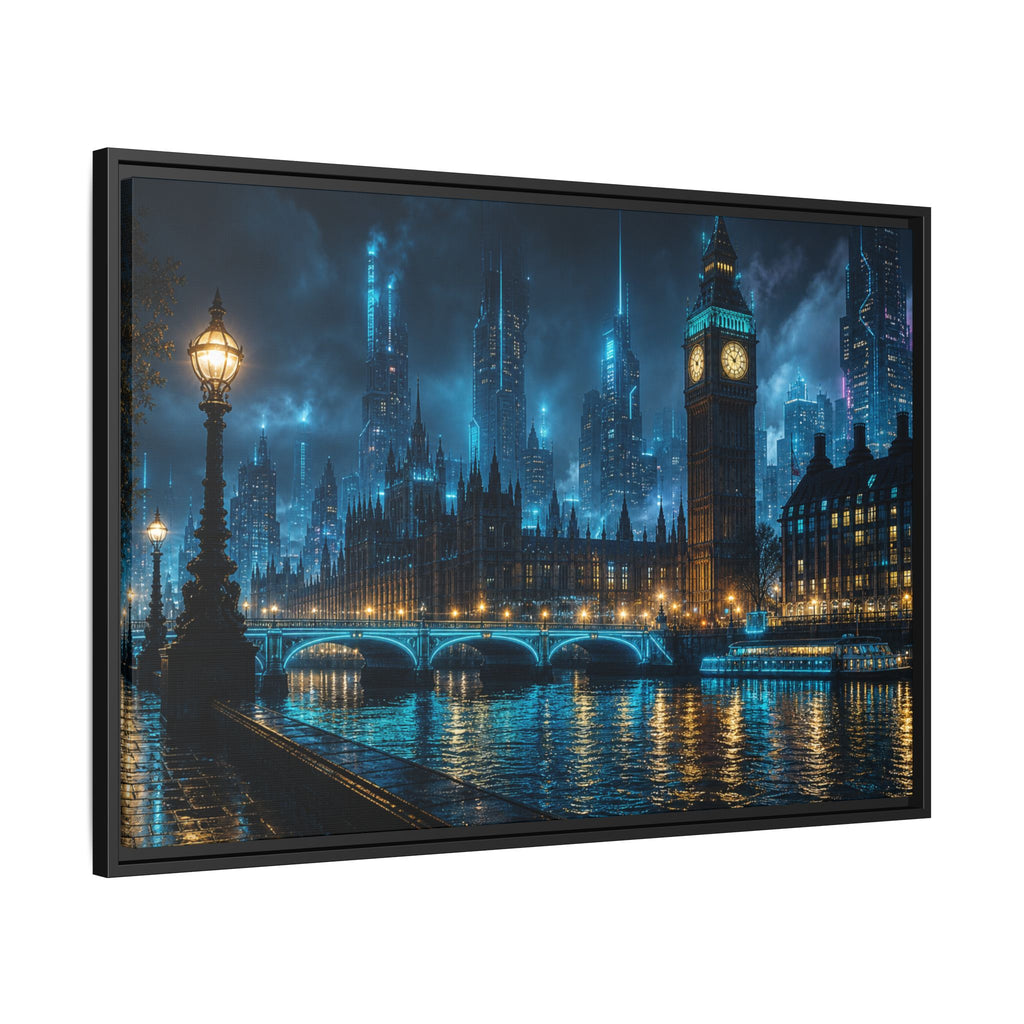 London Thames Night Canvas Wall Art Print Ready to Hang