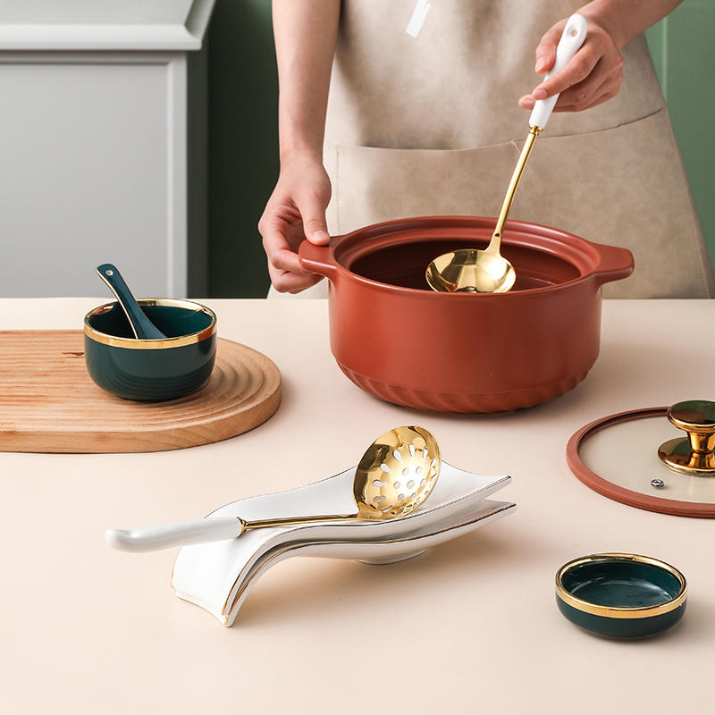 Kitchen Ceramic Soup Ladle Spoon Spatula Rack