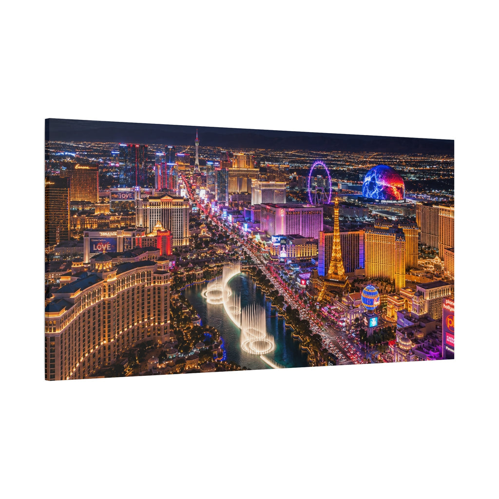 Las Vegas Strip Nightscape Matte Canvas Print — Stunning Vibrant Art