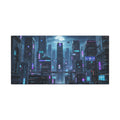 Cyberpunk Cityscape Matte Canvas Print — Neon Futuristic Wall Art