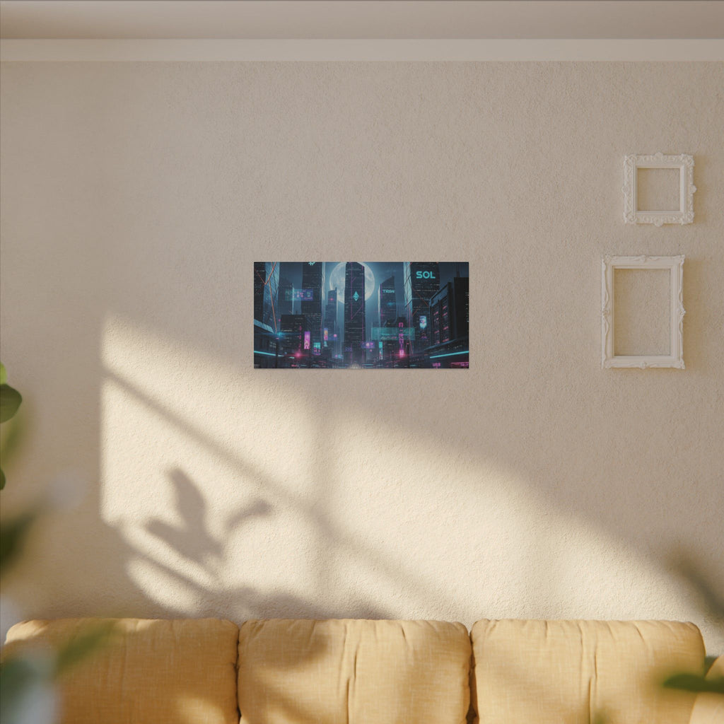 Cybercity Neon Canvas Print — Futuristic Nightscape Wall Art