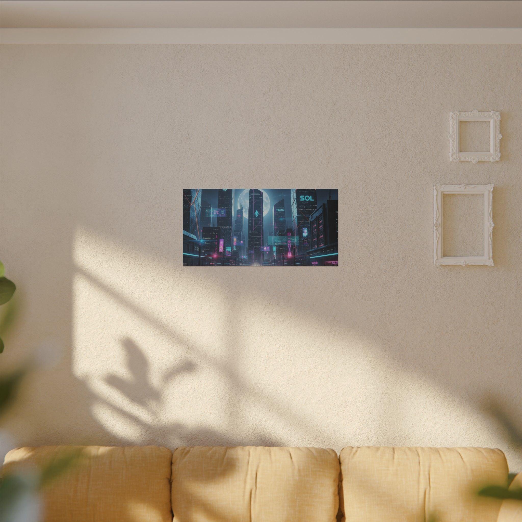 Cybercity Neon Canvas Print — Futuristic Nightscape Wall Art