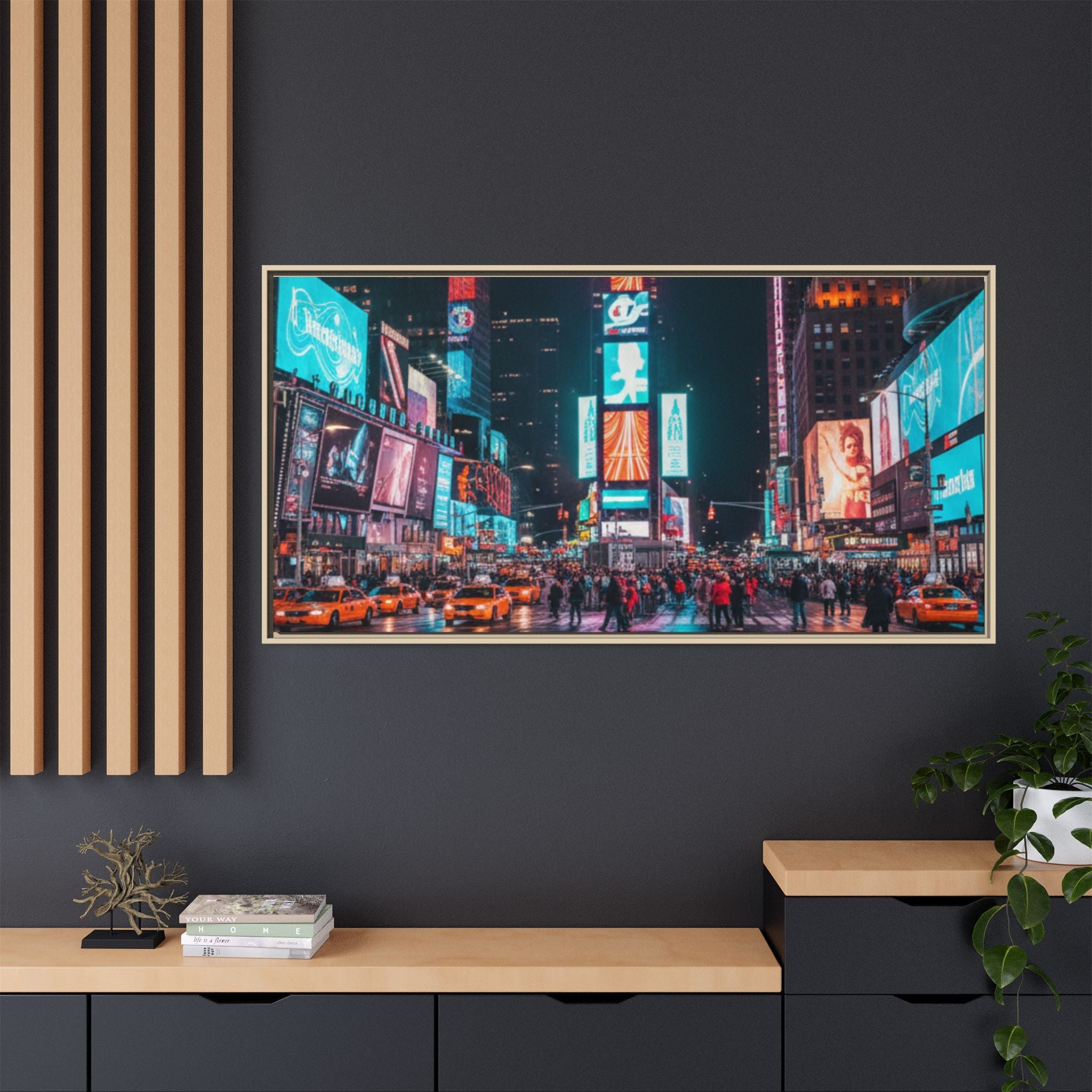New york / Japan Nightskape Cityskape Framed Canvas Art - Stunning