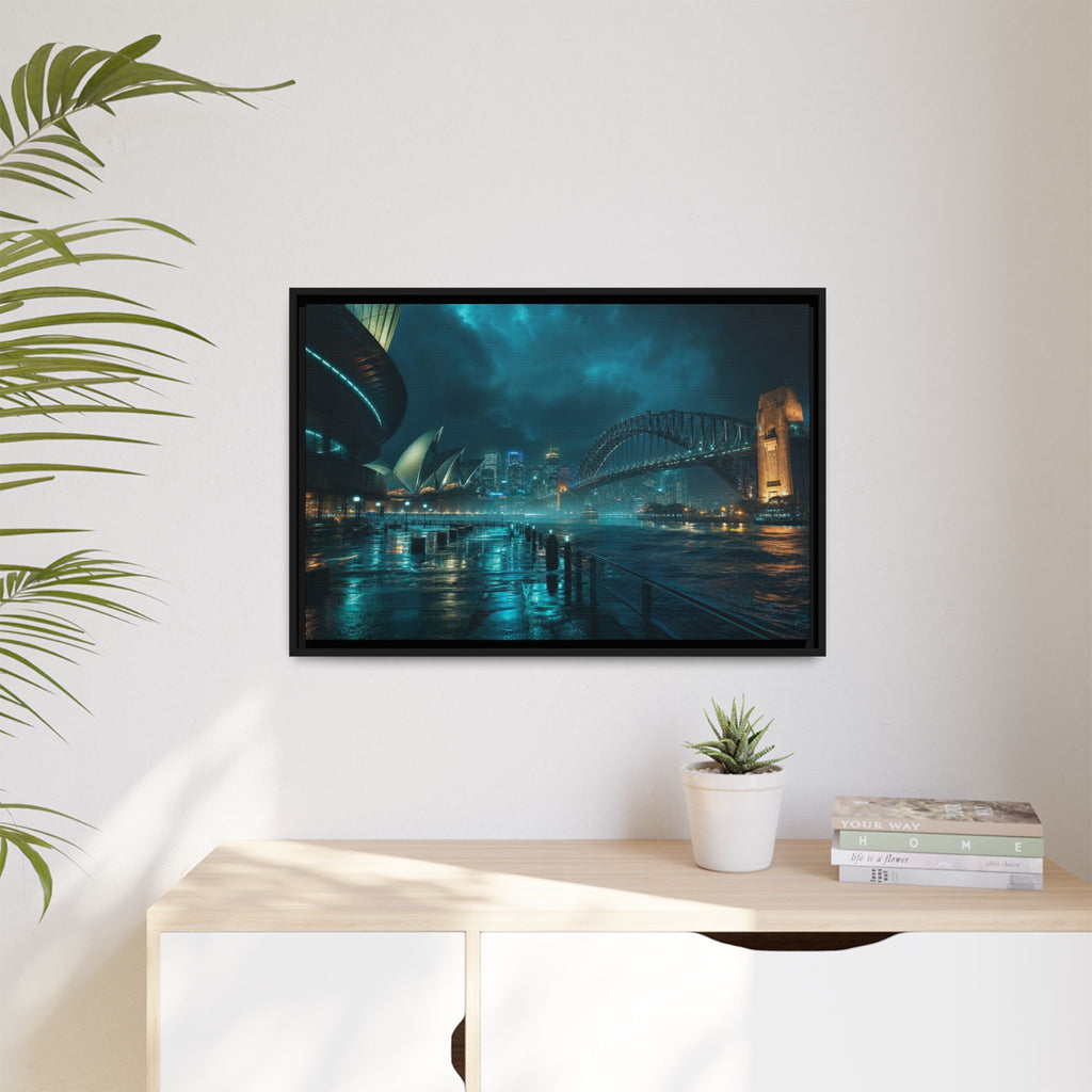 Sydney Harbor Night Canvas Wall Art Print Ready to Hang