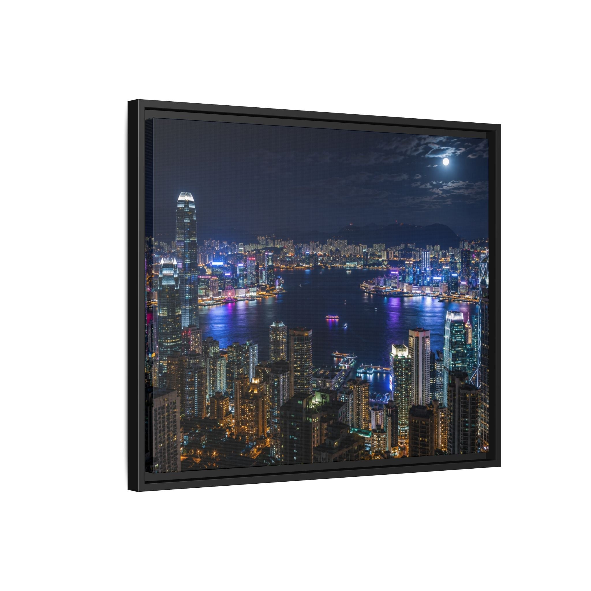 Hong Kong Night City Skape — Nighttime Harbor Skyline - stunning image