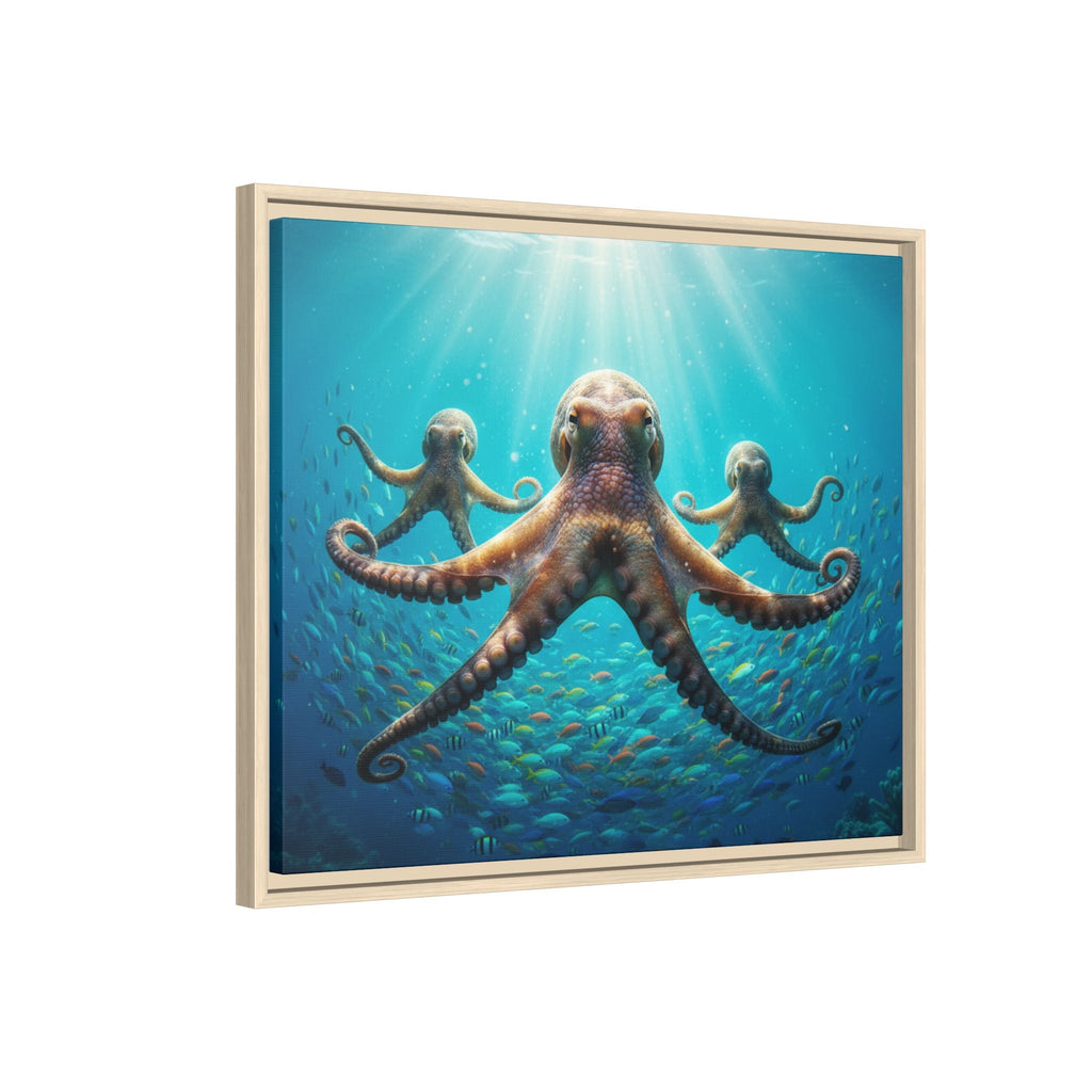 Framed Octopus Art Print — Vibrant Underwater Canvas Wall Decor