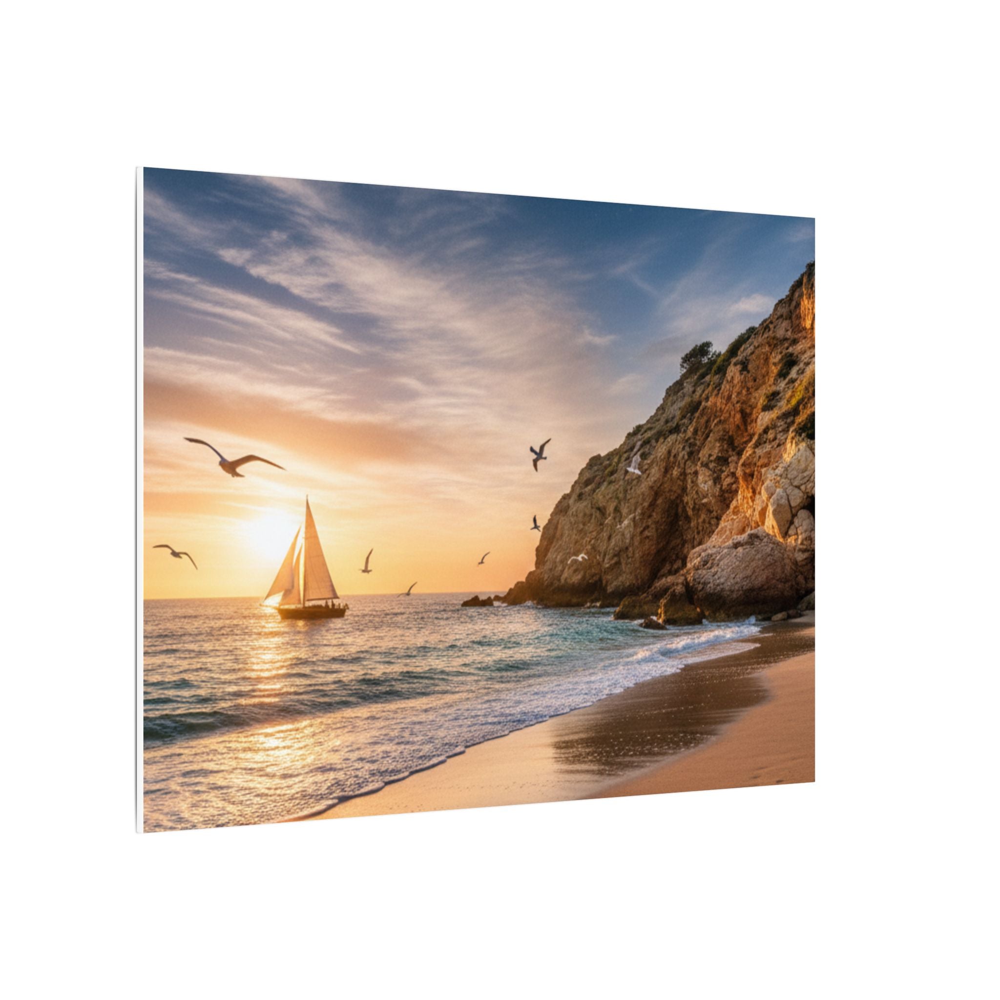 Seaside Sunset Sail Canvas