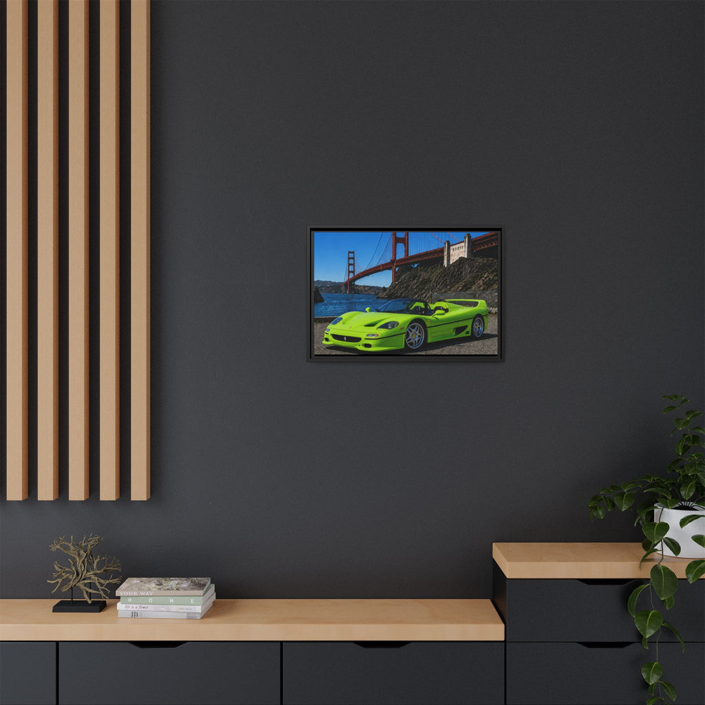 Ferrari F50 1995 — At Golden Gate Bridge - Framed Canvas Art - Stunning