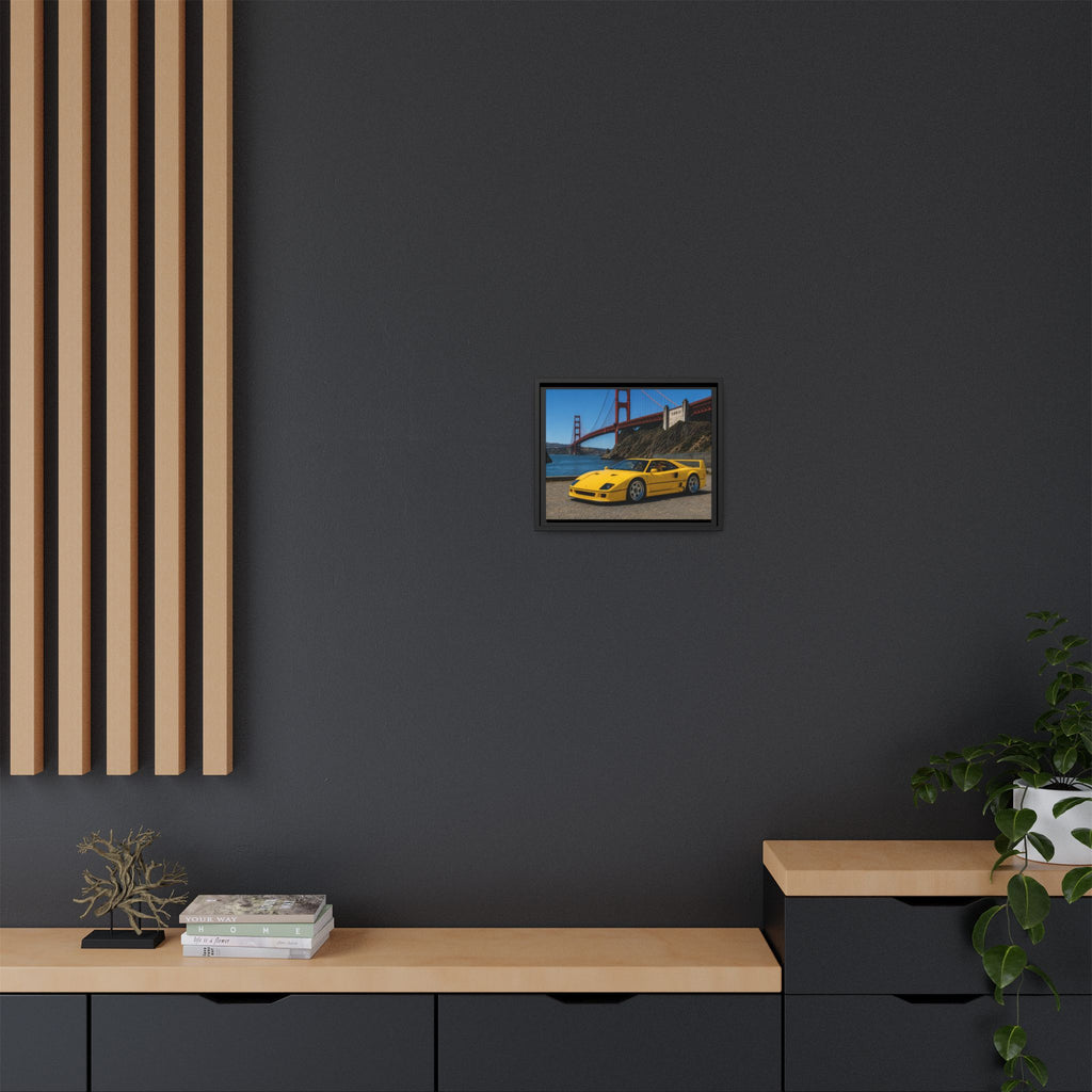 Ferrari 1987 F40 — Yellow Ferrari by the Golden Gate Bridge - Stunning Framed Canvas