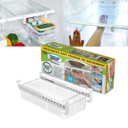 Fridge Mate Refrigerator Pull Out Bin and Home Organizer Snap On Drawer To Save