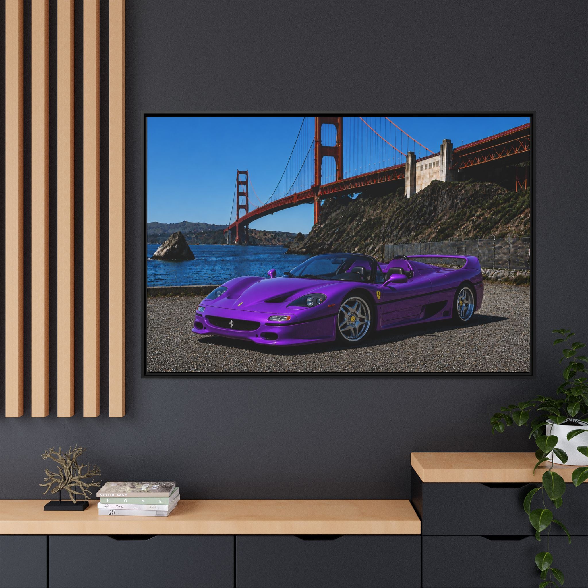 Ferrari F50 1995 — Stunning Canvas Print - At Golden Gate Bridge