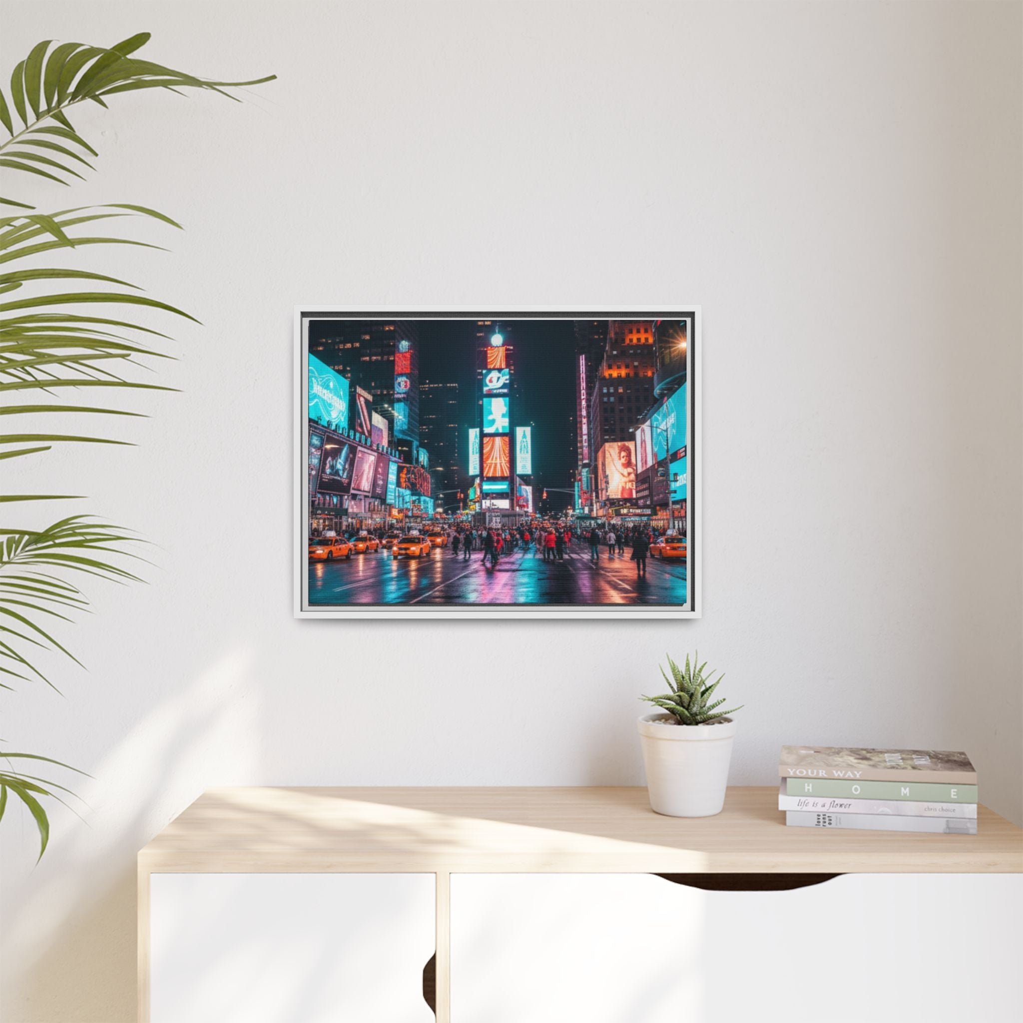 New york / Japan Nightskape Cityskape Framed Canvas Art - Stunning
