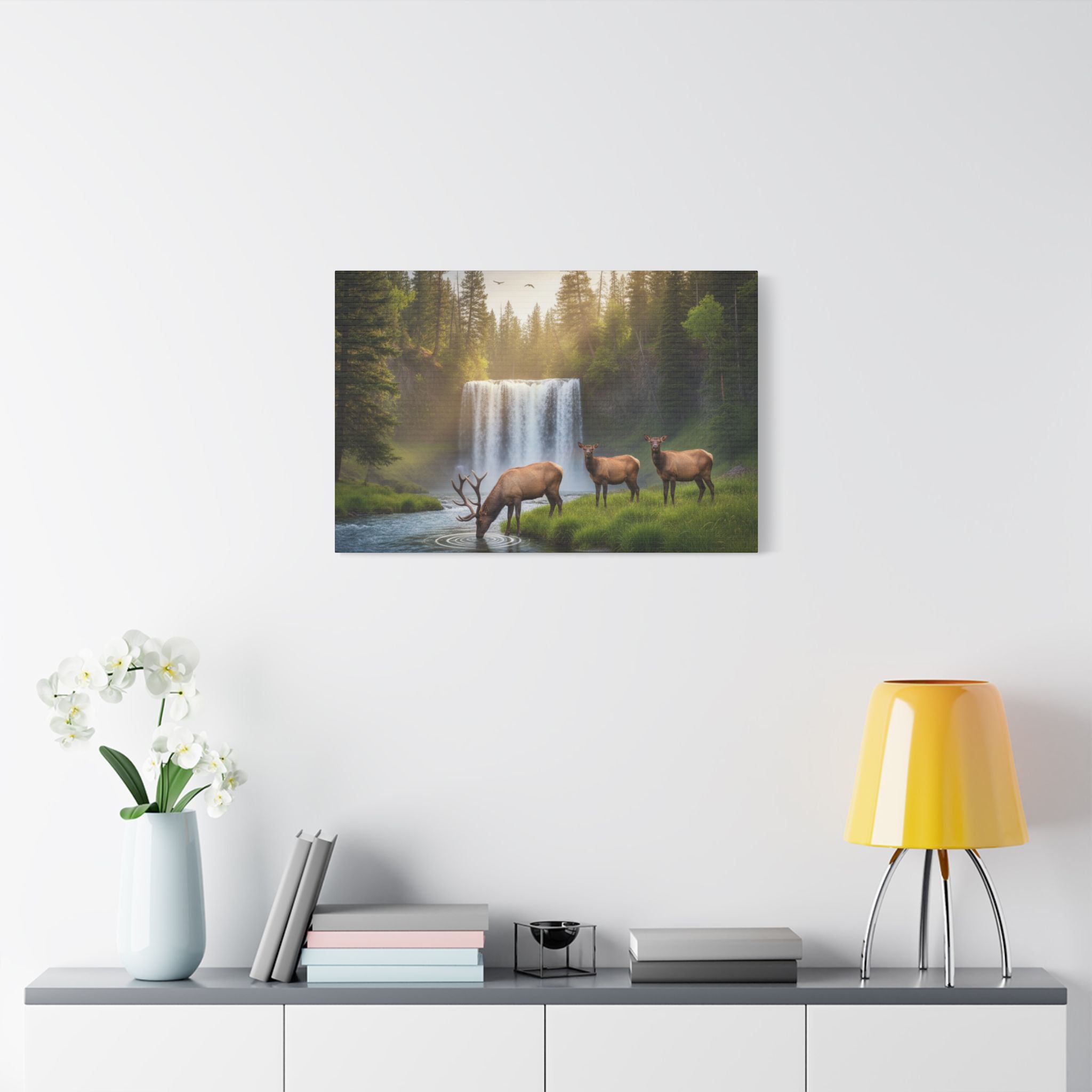 Waterfall Elk Canvas