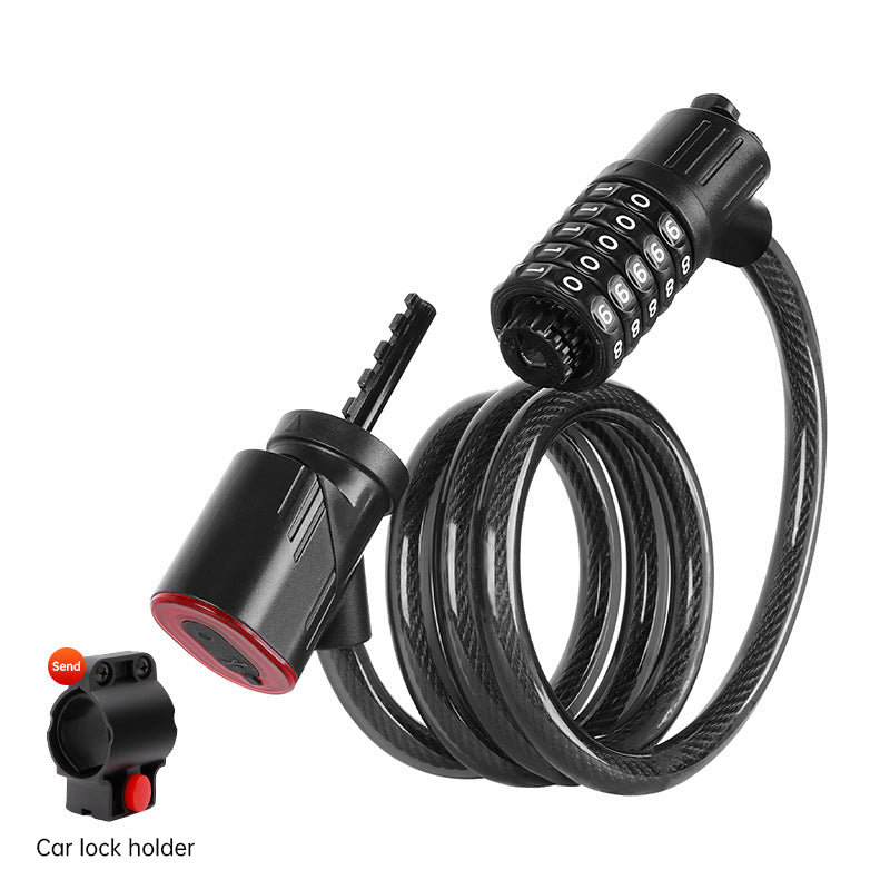 5-Digit Password Bike Lock with Safety Tail Light