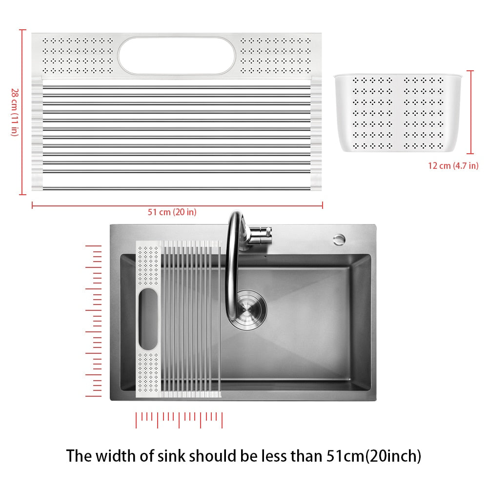 Dish Drainer Over Sink For Kitchen Organizer Multi-Use Roll-up Drying Foldable Rack Fruit Vegetable Meat Mat