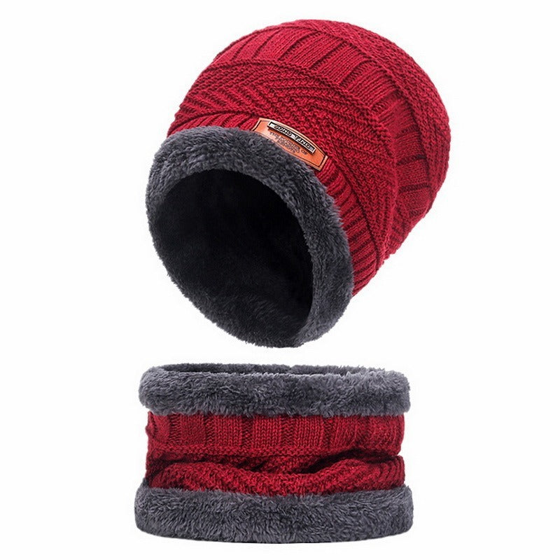 Winter Warmth And Thickening Hat Scarf Scarf Solid Color Touch Screen Gloves Three Sets Of Adults