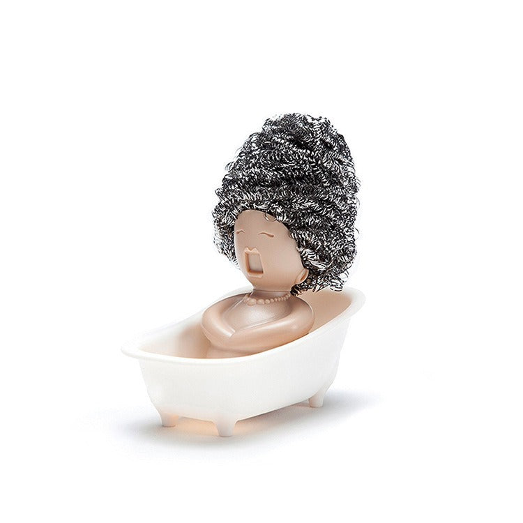 Bathtub shaped cleaning ball and cleaning equipment rack