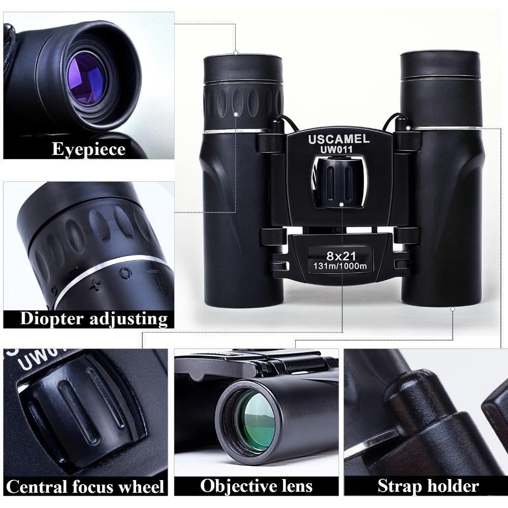 USCAMEL 8x21 Compact Zoom Binoculars Long Range 3000m Folding HD Powerful Mini Tele