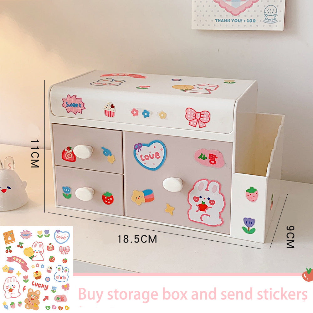 Creative Cute Desktop Storage Box Plastic Drawer Office Home Cosmetic Box Student Finishing Storage Box