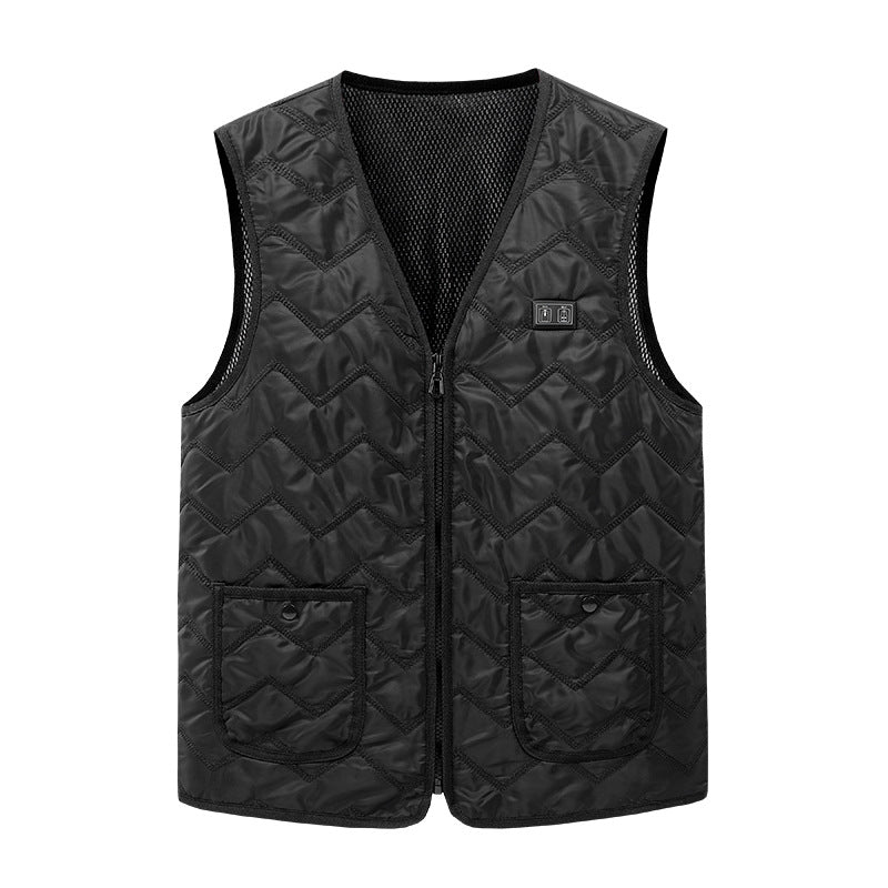 New men's V-neck heated cotton vest, carbon fiber electric vest, USB powered intelligent constant temperature heating suit