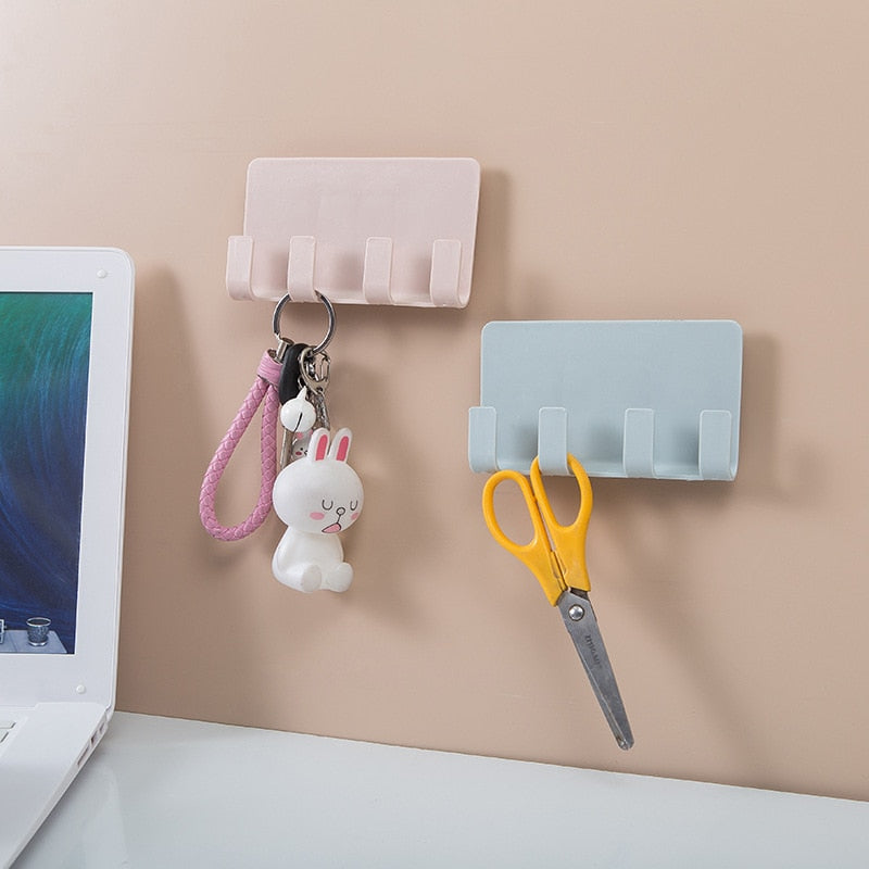 Creative Men Razor Shelf Bathroom 4 Hook Storage Rack Wall Mounted Shaver Holder Kitchen Cabinet Organizer Phone Charging Rack