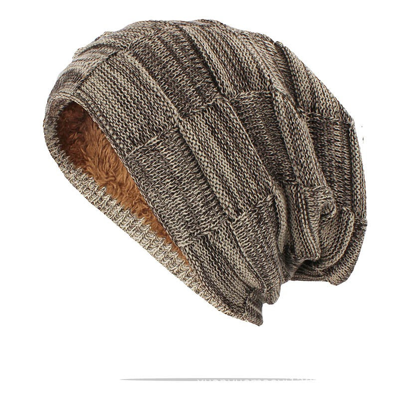 Plush pullover hat unisex ear protection knitted pile up hat for men and women
