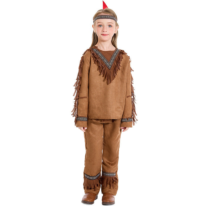 Children's Halloween Stage Performance Costume Native  Indian Chief Costume for Boys
