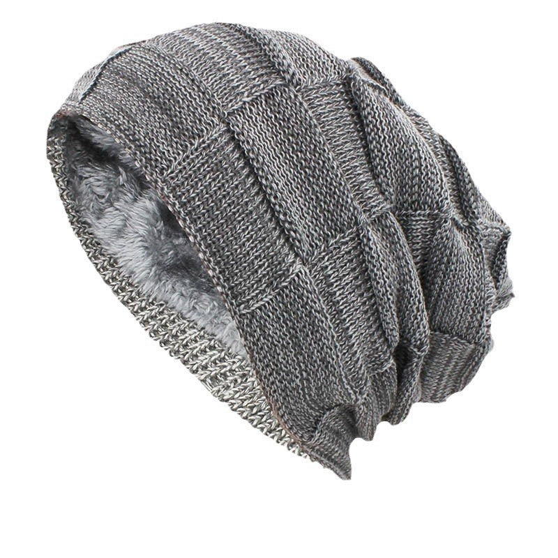 Plush pullover hat unisex ear protection knitted pile up hat for men and women