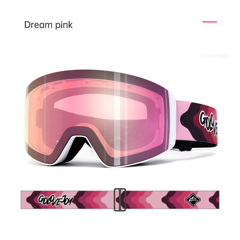 Magnetic ski goggles for men and women double anti-fog outdoor sports riding equipment goggles windproof