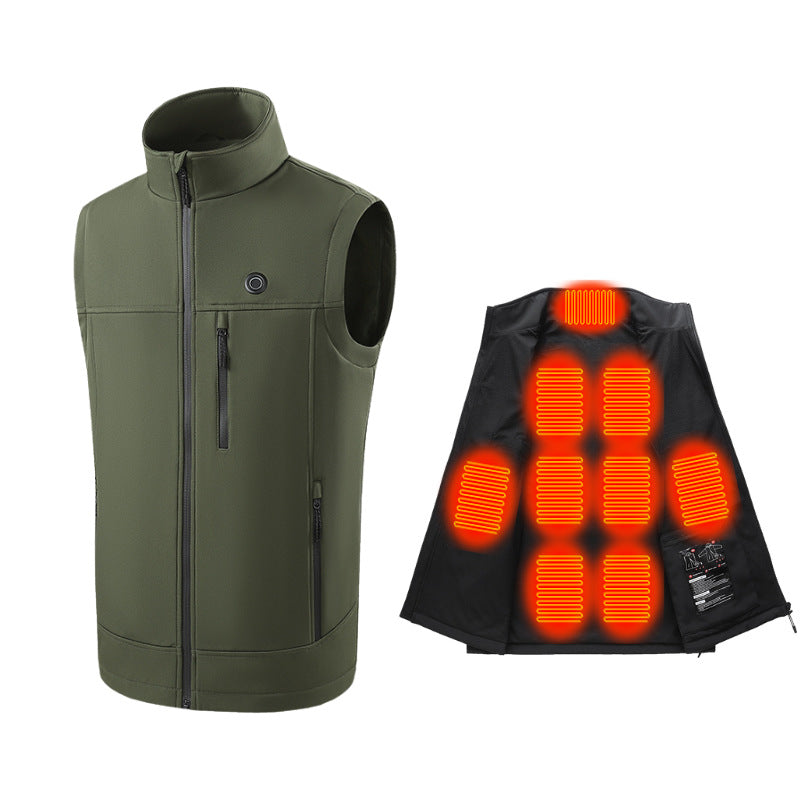 Men and Women 9 Areas Heated Vest USB Charging Heated Jacket Washed Keep Warm Hiking Vest Winter Fishing Skiing Vest Heated Coats