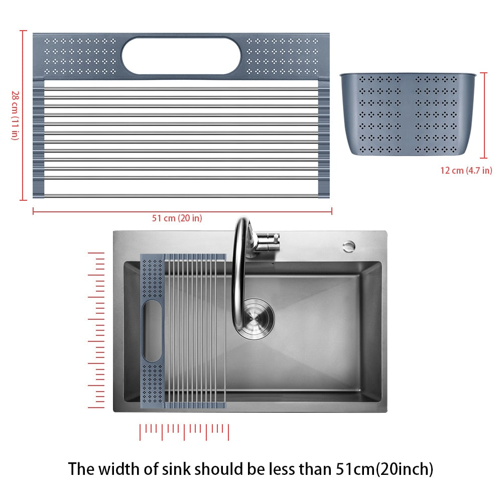 Dish Drainer Over Sink For Kitchen Organizer Multi-Use Roll-up Drying Foldable Rack Fruit Vegetable Meat Mat